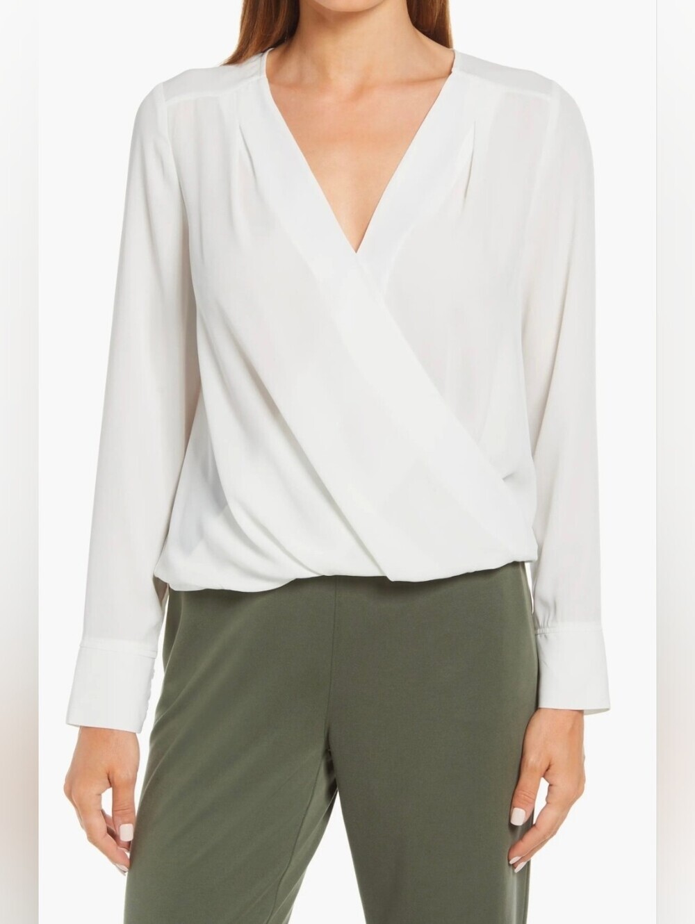Halogen Faux wrap v neck blouse top Ladies size XS